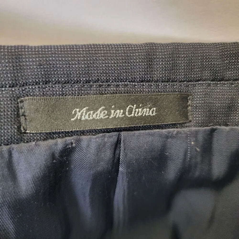 Lauren Ralph Lauren Mens Blue Gray 2pc Wool 2-Button Pleated Pants Suit 48Lx43L